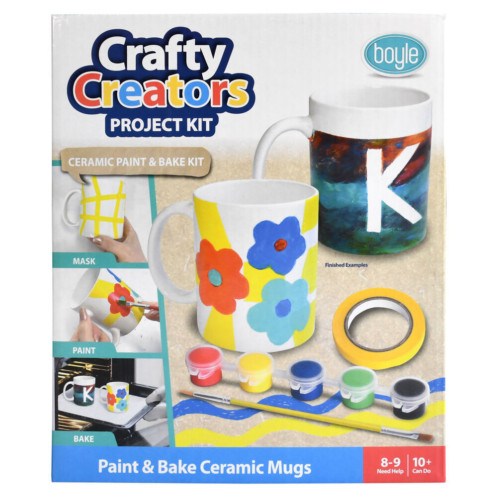 2PK Boyle Crafty Creators Ceramic Paint & Bake Mugs Project Kit Kids DIY 10y+