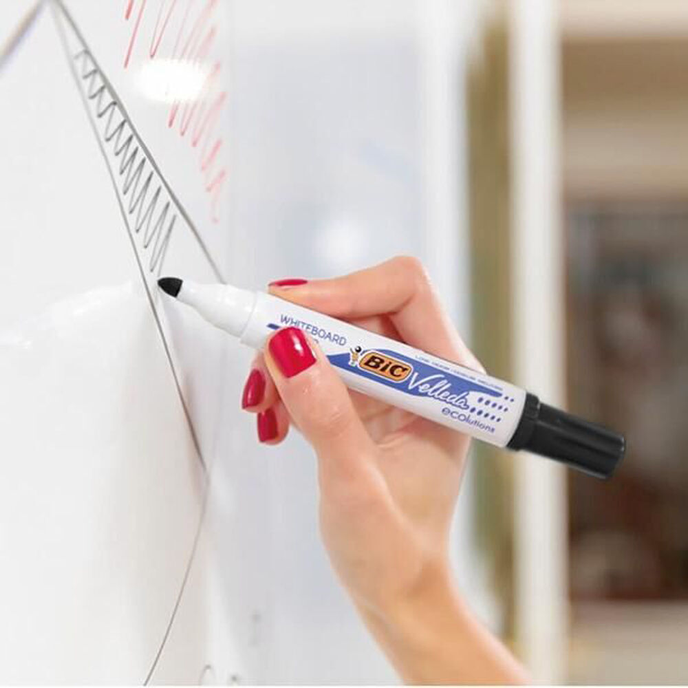 12PK BIC Velleda ECO BL1 Whiteboard Marker Pen School/Office Stationery Black