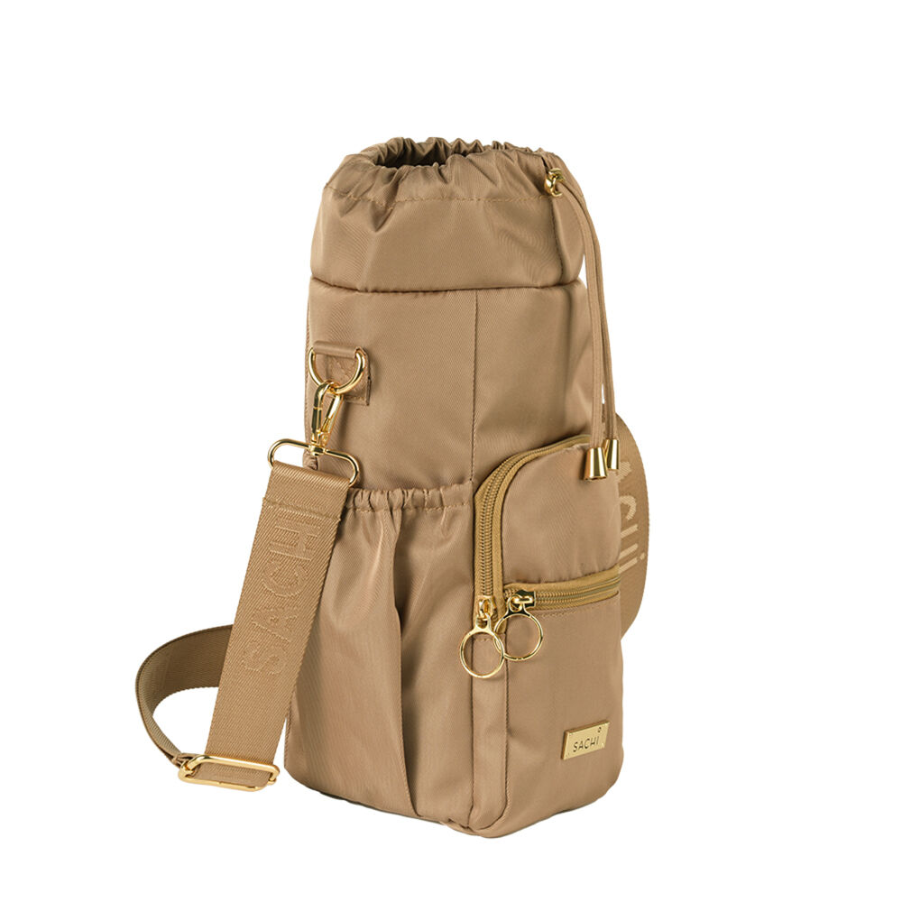 Sachi Deluxe Crossbody Insulated Bottle Bag w/ Adjustable Strap Latte