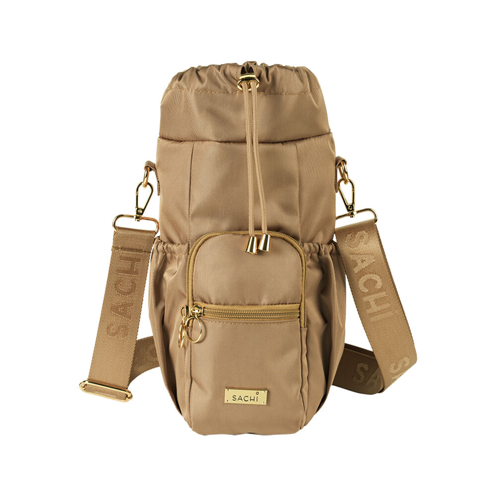 Sachi Deluxe Crossbody Insulated Bottle Bag w/ Adjustable Strap Latte