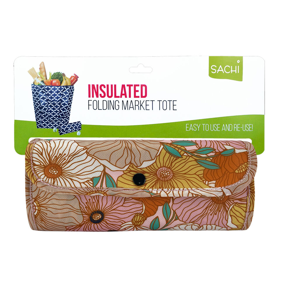 Sachi Insulated Market Tote Grocery Carry Bag 27x15x38cm Retro Floral