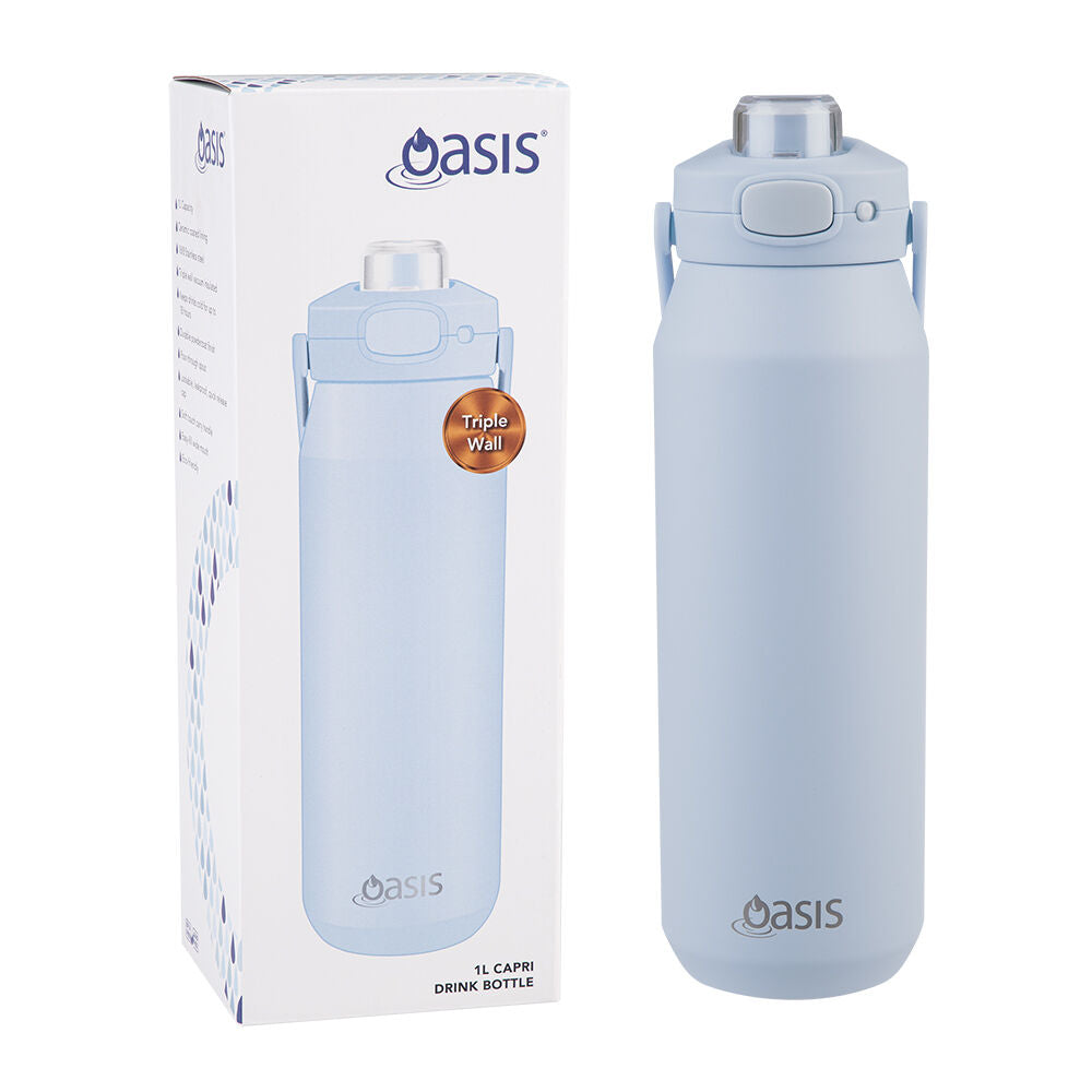 Oasis Ceramic Stainless Steel Insulated Capri Drink Bottle w/ Lid 1L Periwinkle