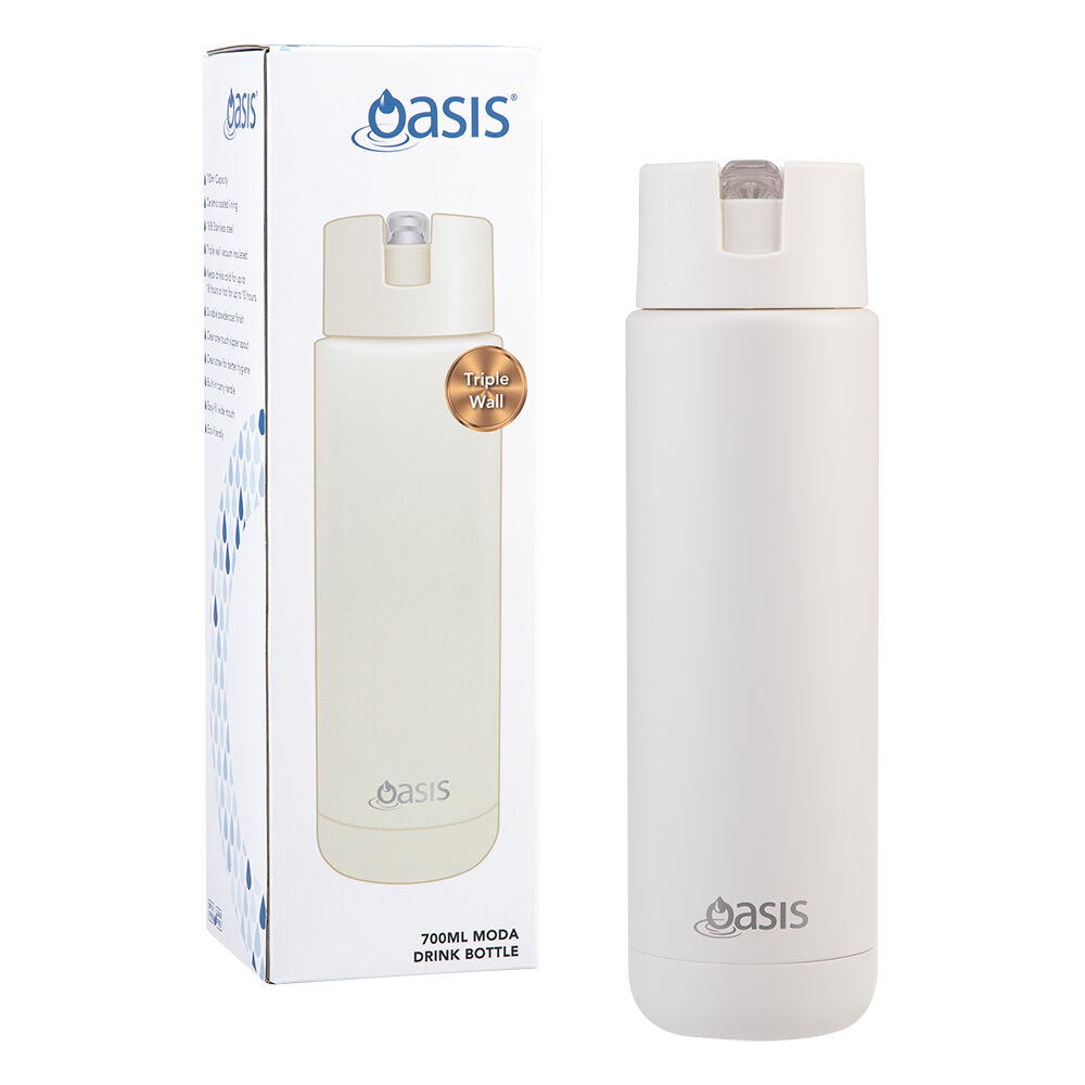 Oasis Ceramic Lined Stainless Steel Insulated Moda Drink Bottle 700ml Alabaster