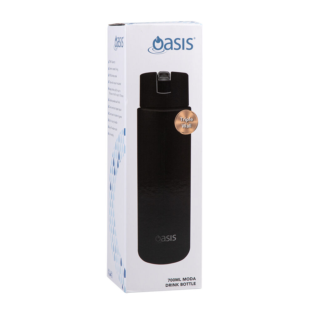 Oasis Ceramic Lined Stainless Steel Insulated Moda Drink Bottle 700ml Black