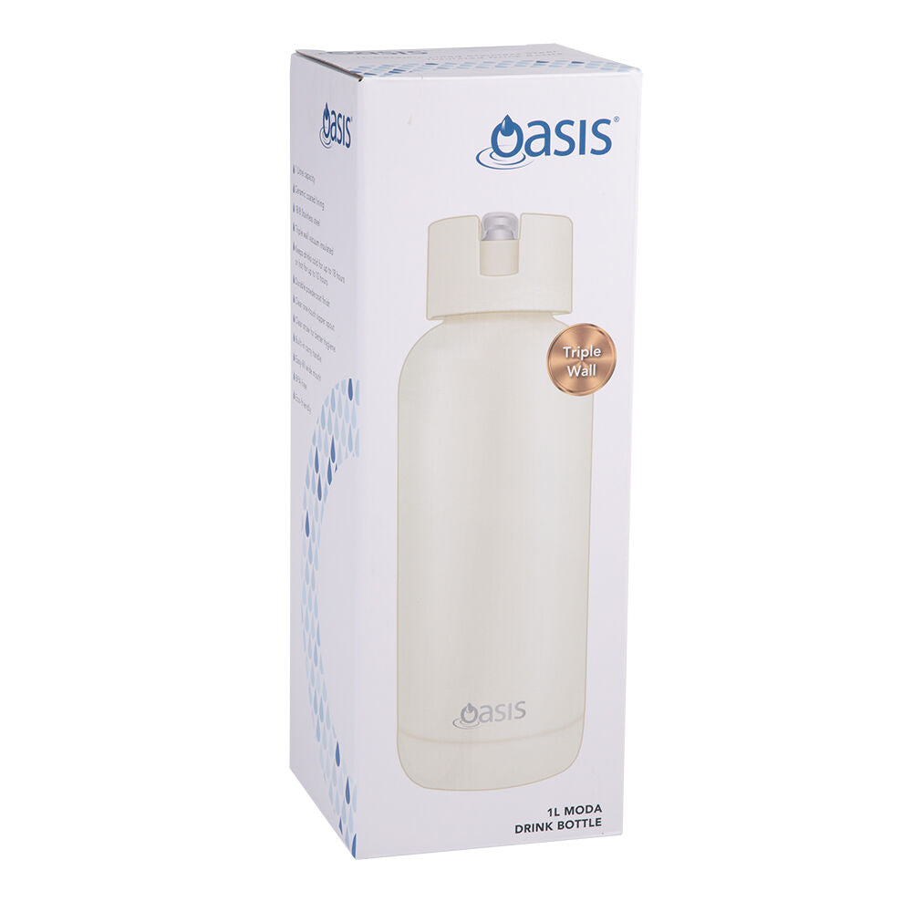Oasis Ceramic Lined Stainless Steel Insulated Moda Drink Bottle 1L Alabaster