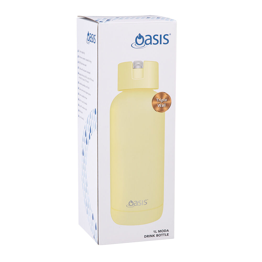 Oasis Ceramic Lined Stainless Steel Insulated Moda Drink Bottle 1L Daffodil