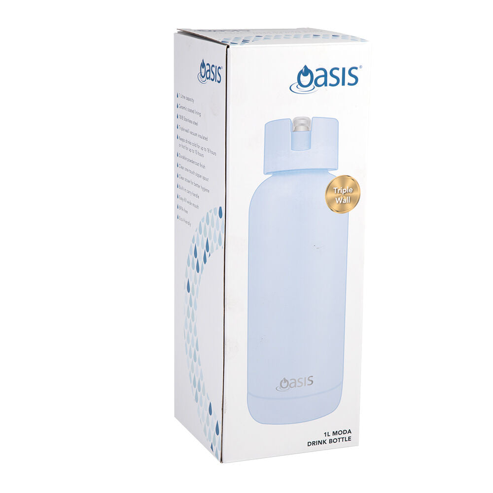 Oasis Ceramic Lined Stainless Steel Insulated Moda Drink Bottle 1L Periwinkle