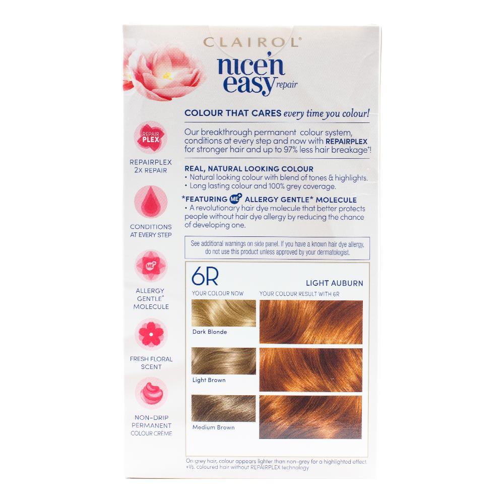 6PK Clairol Nice N Easy Permanent Hair Colour - 6R Light Auburn