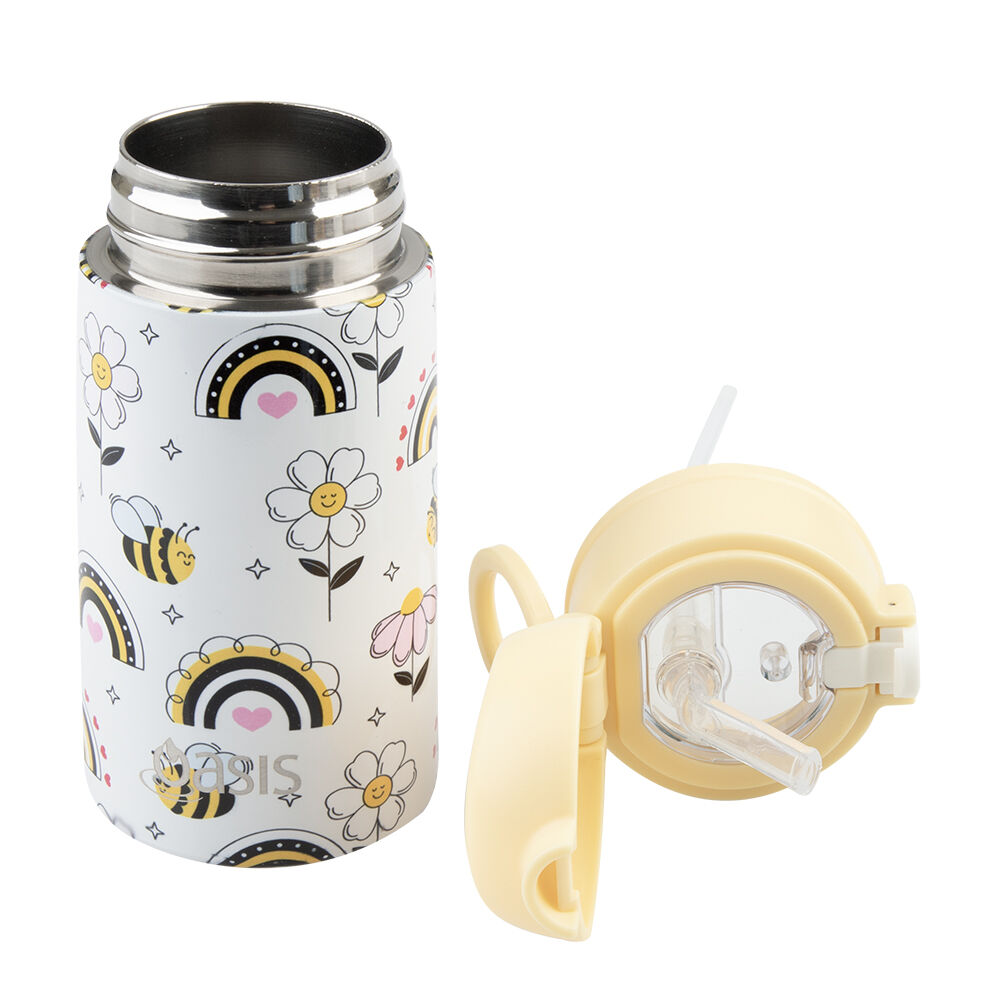 Oasis Stainless Steel Insulated Kids Drink Bottle w/ Straw 400ml Busy Bees
