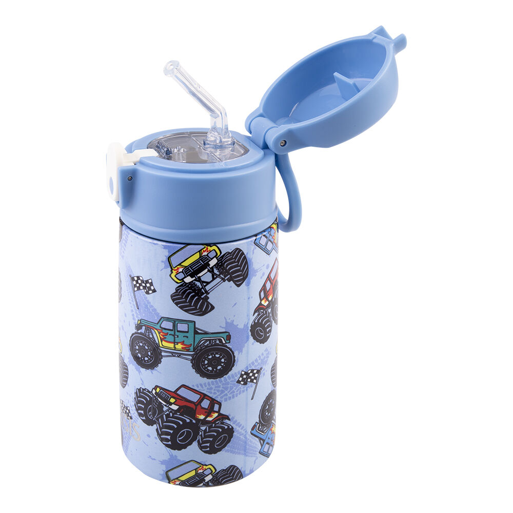 Oasis Stainless Steel Insulated Kids Drink Bottle w/ Straw 400ml Monster Trucks
