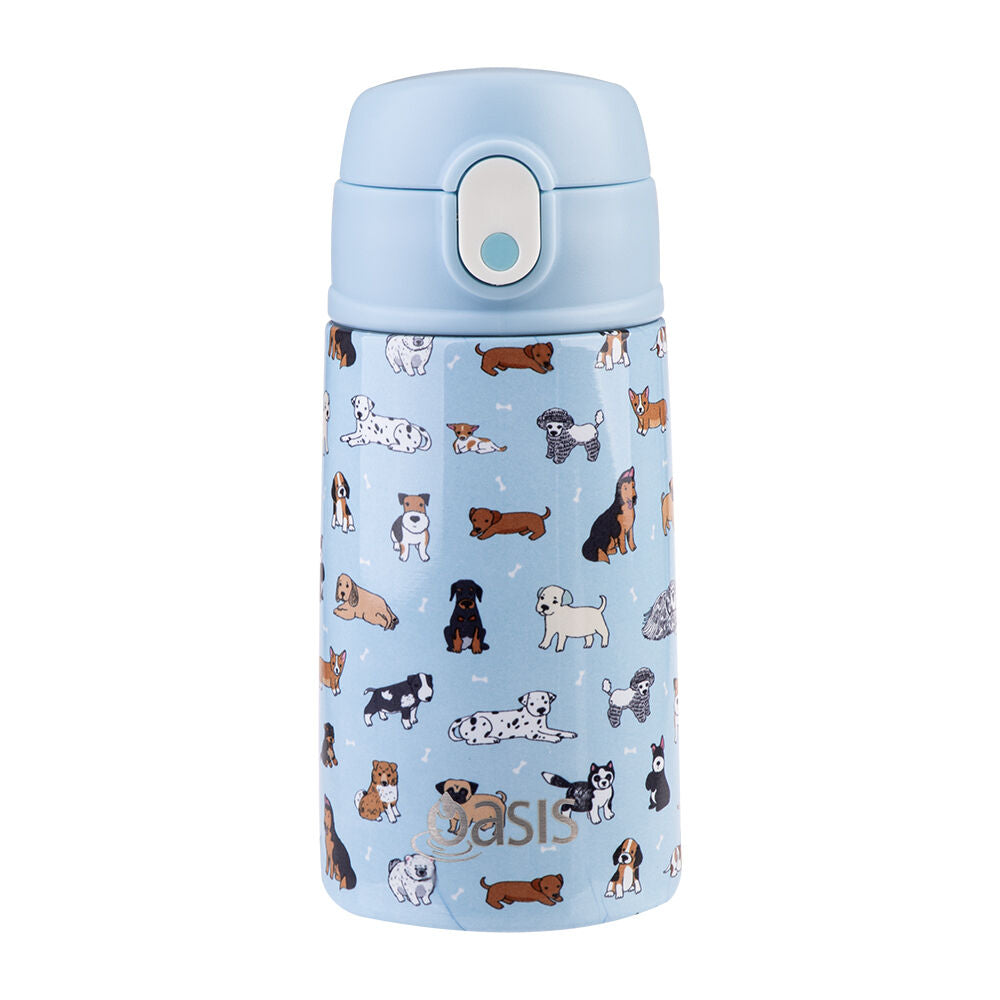 Oasis Stainless Steel Insulated Kids Drink Bottle w/ Straw 400ml Puppy Dogs
