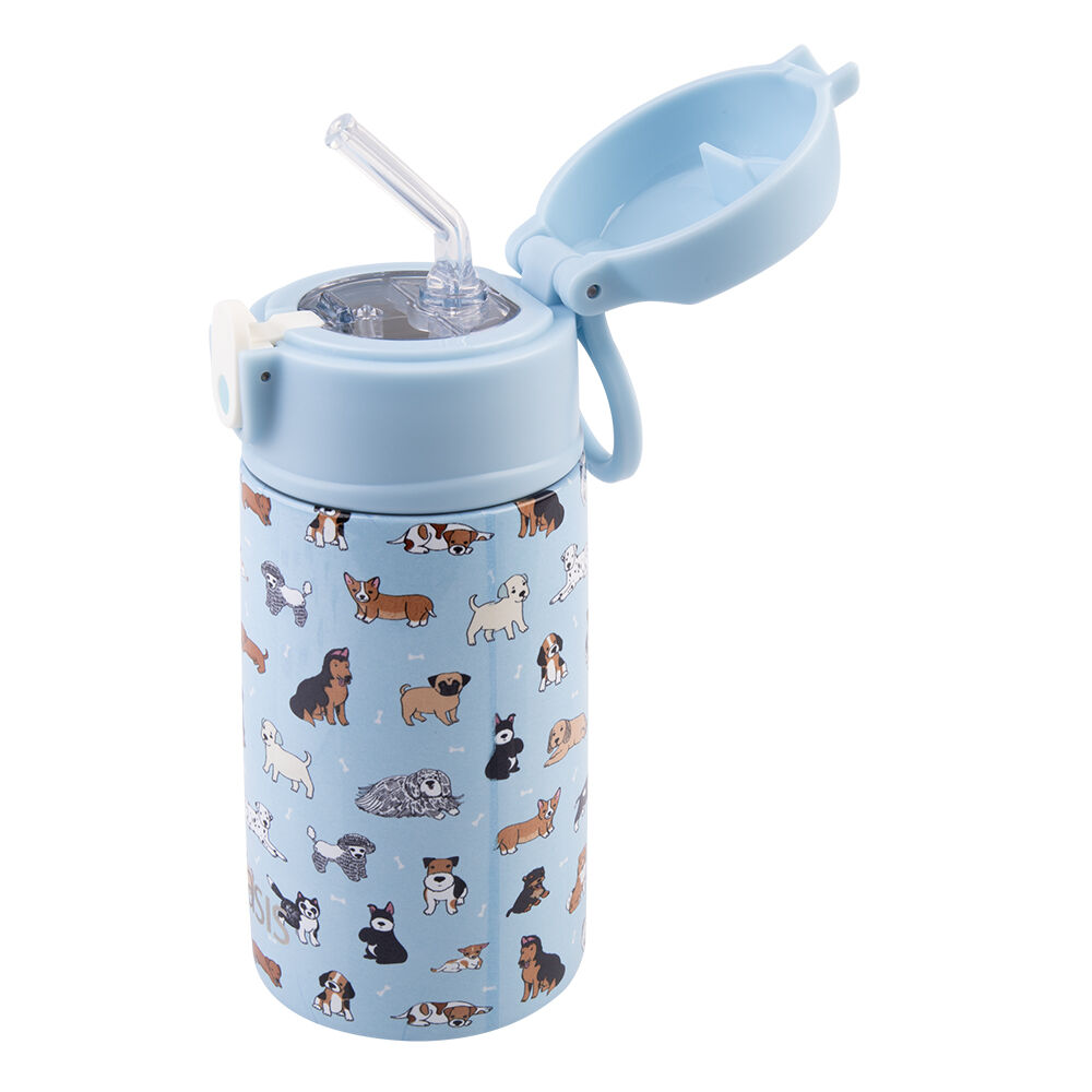 Oasis Stainless Steel Insulated Kids Drink Bottle w/ Straw 400ml Puppy Dogs