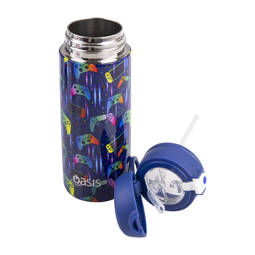 Oasis Stainless Steel Insulated Kids Drink Bottle w/Straw 550ml Gamer