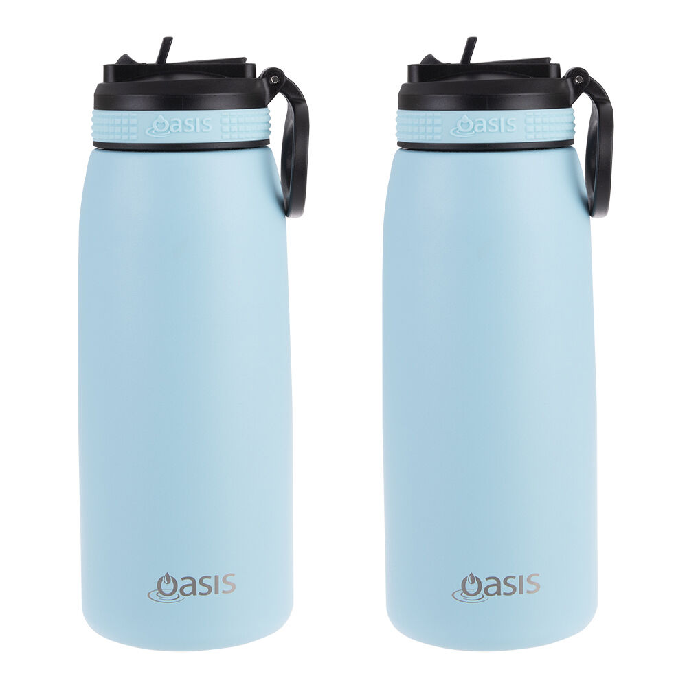 2PK Oasis Stainless Steel Double Wall Sports Bottle w/ Sipper 780ml Island Blue
