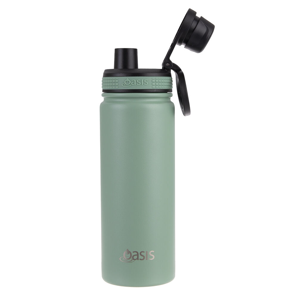 Oasis Stainless Steel Insulated Challenger Sports Bottle w/Cap 550ml Sage Green