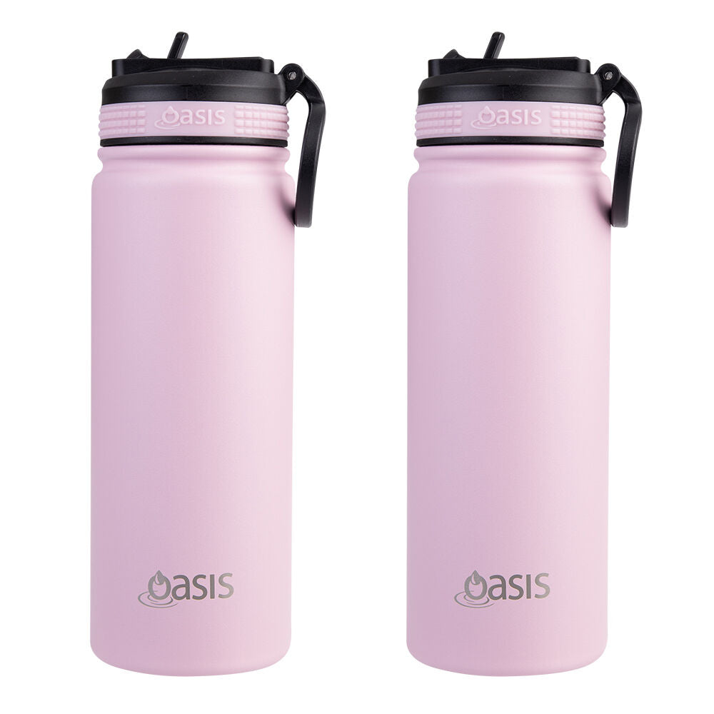 2PK Oasis Stainless Steel Insulated Challenger Sports Drink Bottle 550ml Carnation