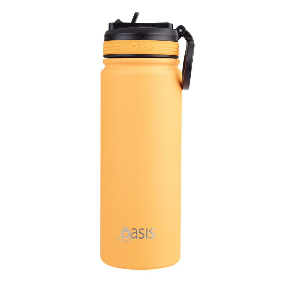 Oasis Stainless Steel Insulated Challenger Sports Drink Bottle 550ml Neon Orange