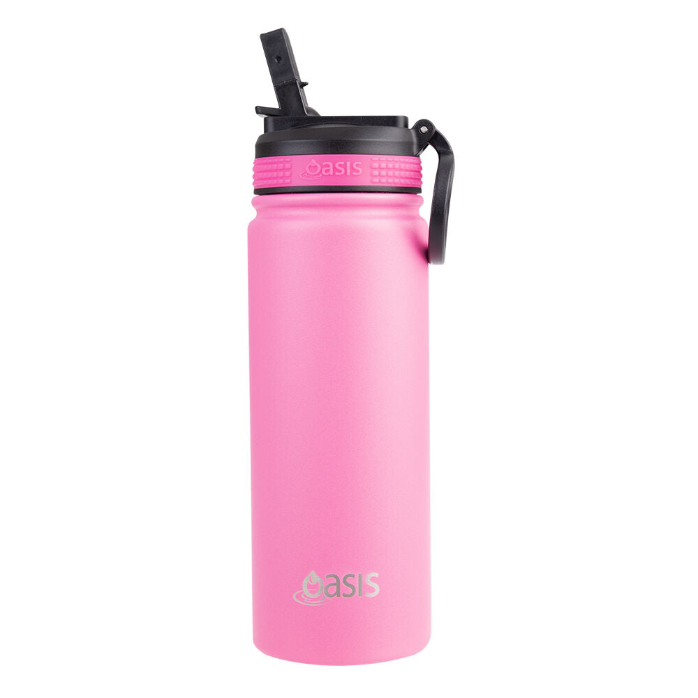 Oasis Stainless Steel Insulated Challenger Sports Drink Bottle 550ml Neon Pink