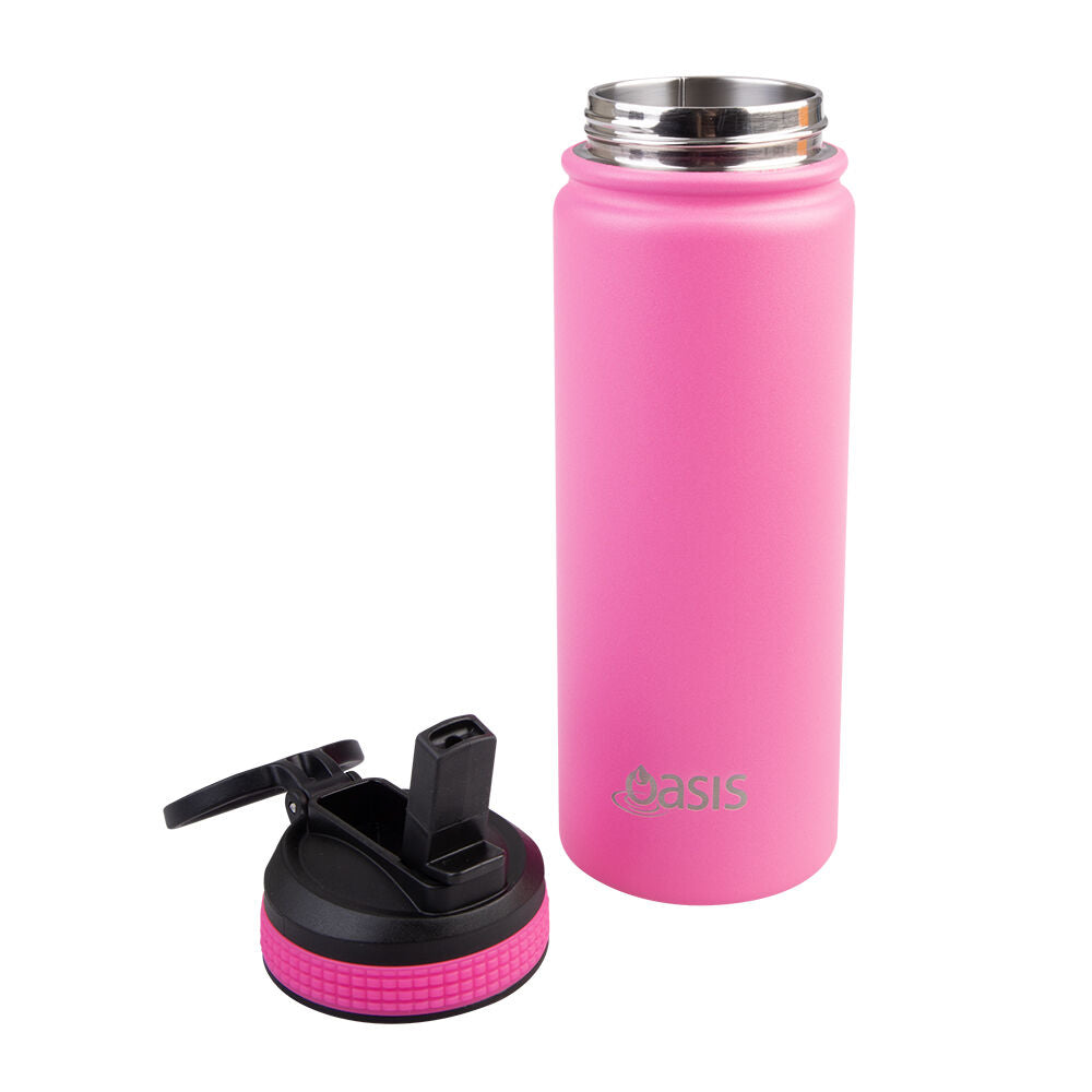 Oasis Stainless Steel Insulated Challenger Sports Drink Bottle 550ml Neon Pink
