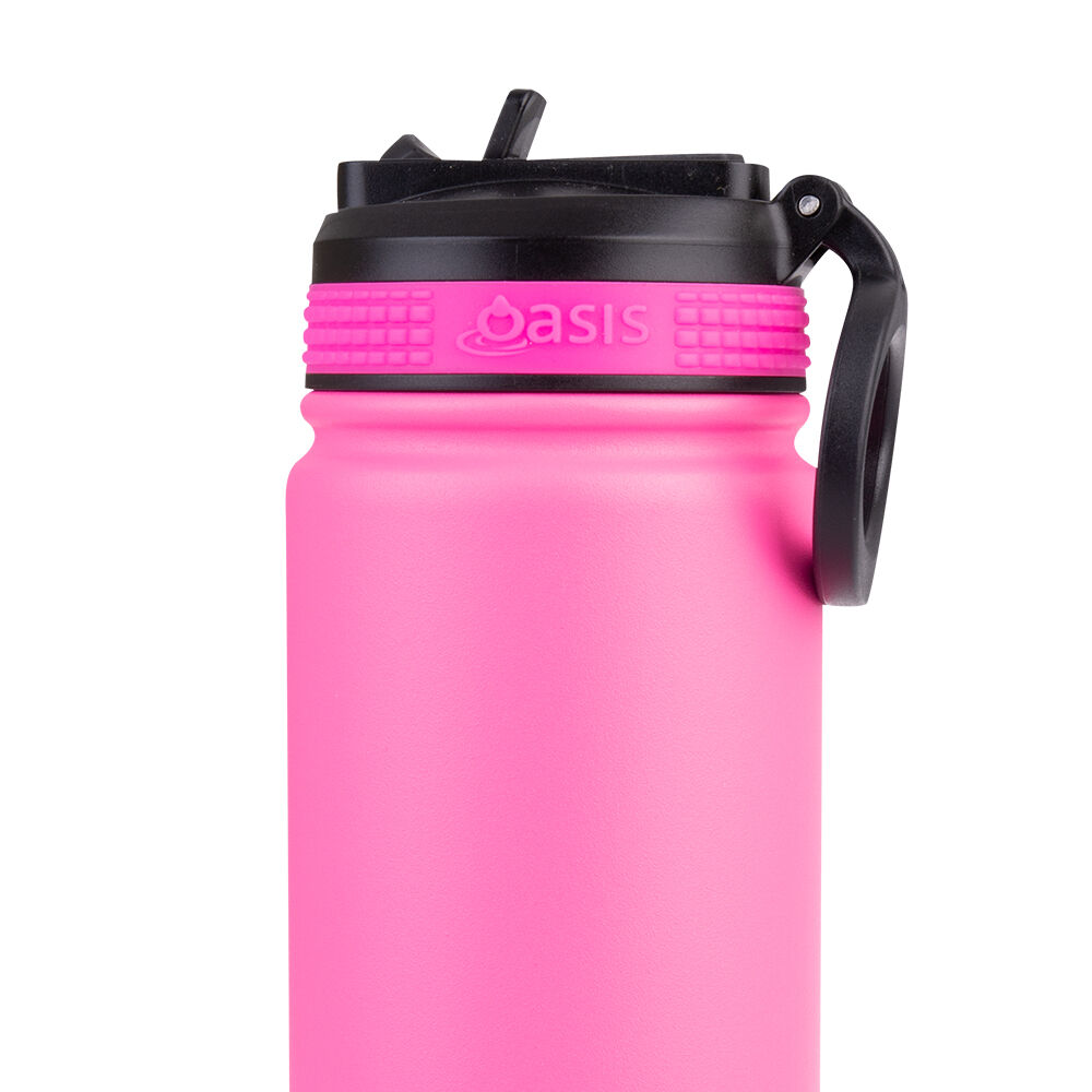 Oasis Stainless Steel Insulated Challenger Sports Drink Bottle 550ml Neon Pink