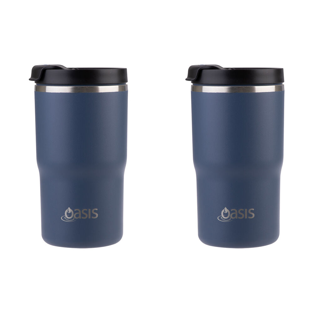 2PK Oasis Ceramic Lined Stainless Steel Insulated Travel Mug 480ml Indigo