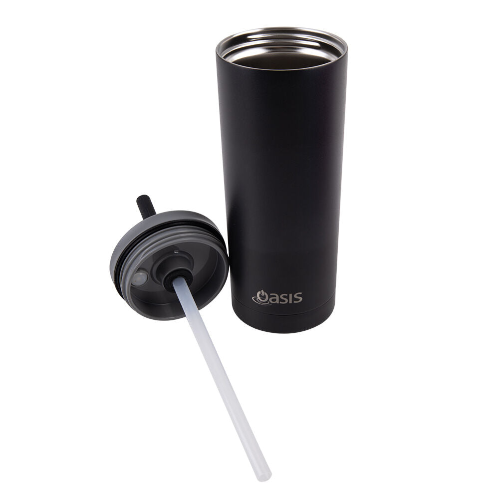 2PK Oasis Super Sipper Stainless Steel Insulated Tumbler w/ Straw 600ml Black