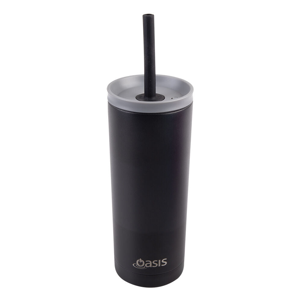 2PK Oasis Super Sipper Stainless Steel Insulated Tumbler w/ Straw 600ml Black