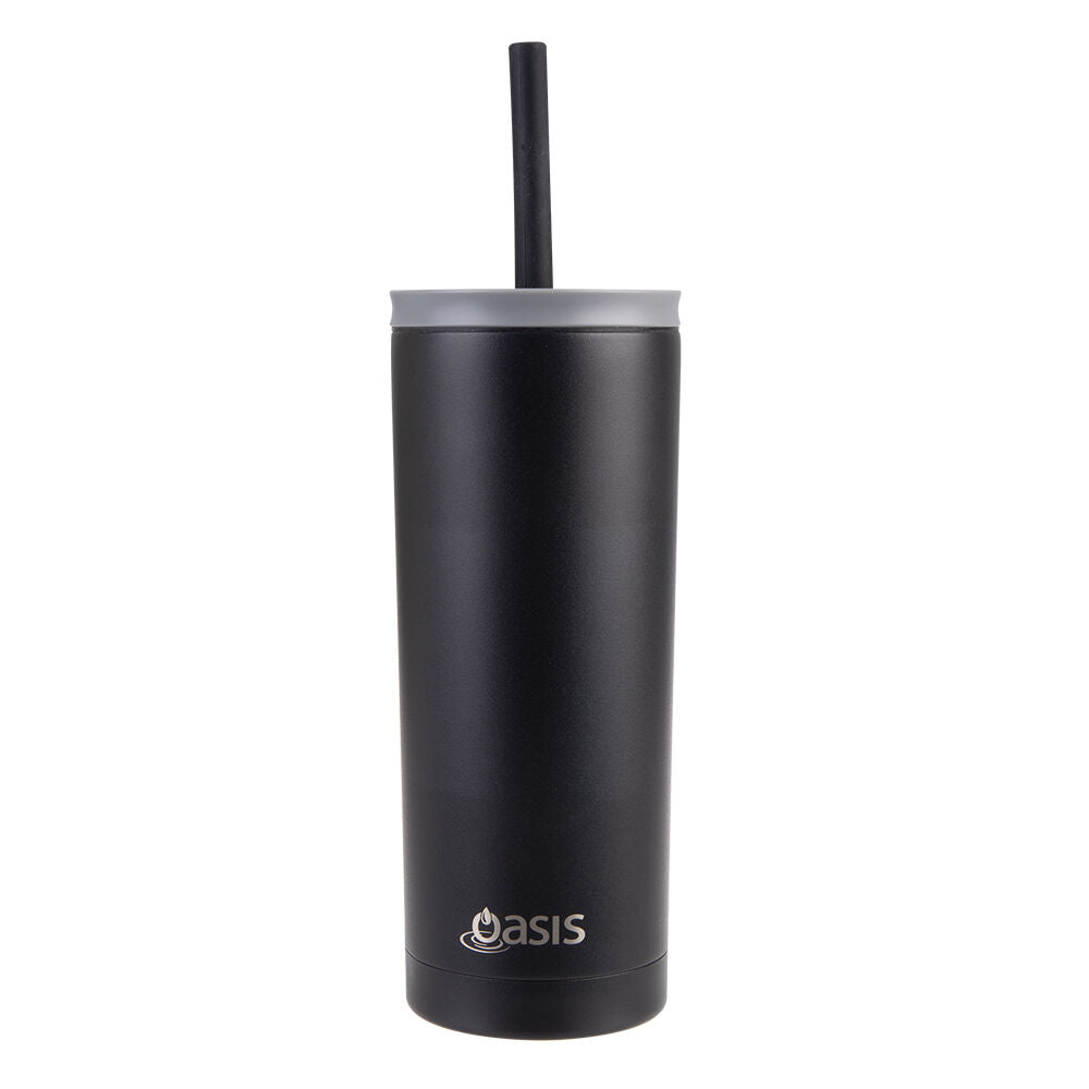 2PK Oasis Super Sipper Stainless Steel Insulated Tumbler w/ Straw 600ml Black