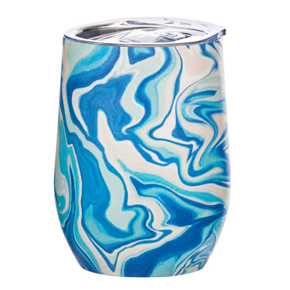2PK Porta Summer Swirl Double Walled 350ml Stainless Steel Wine Tumbler - Blue