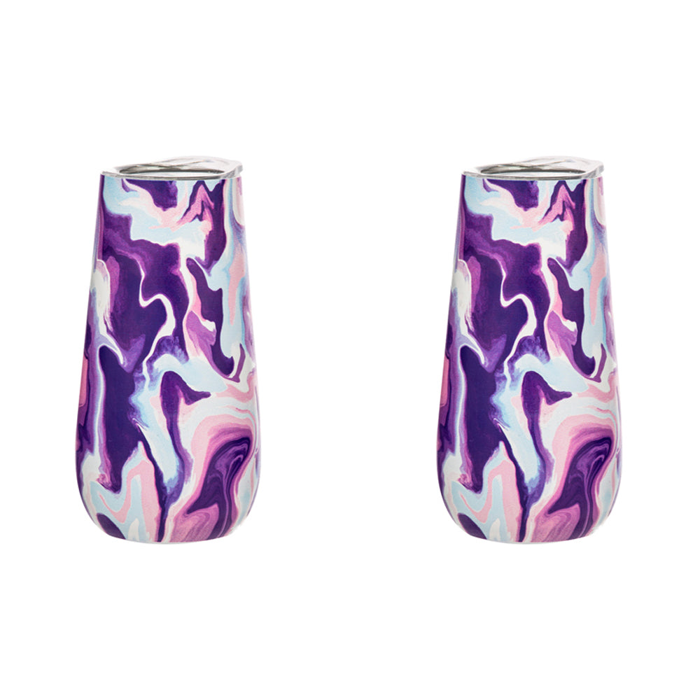 2PK Porta Summer Swirl Double Walled 180ml SS Champagne Tumbler - Purple