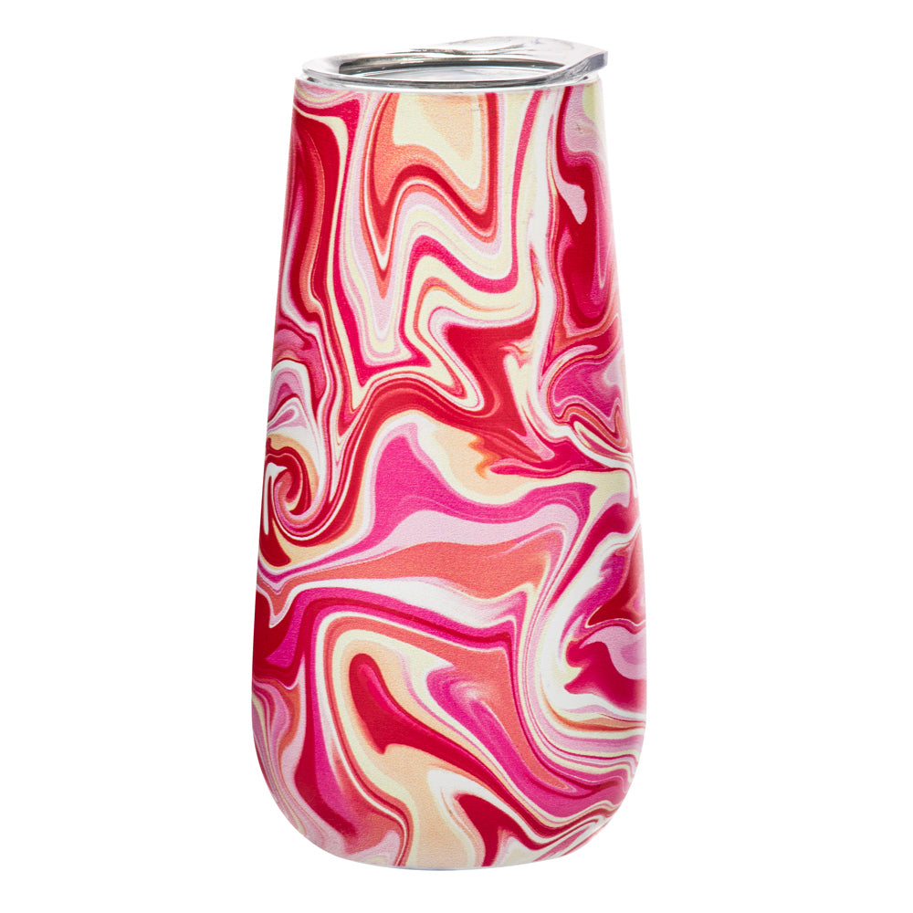 2PK Porta Summer Swirl Double Walled 180ml SS Champagne Tumbler - Pink