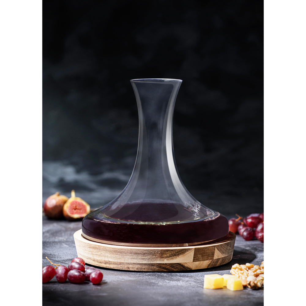 Tempa Harvey 1.6L Glass Wine Decanter w/ Acacia Wood Holder - Clear