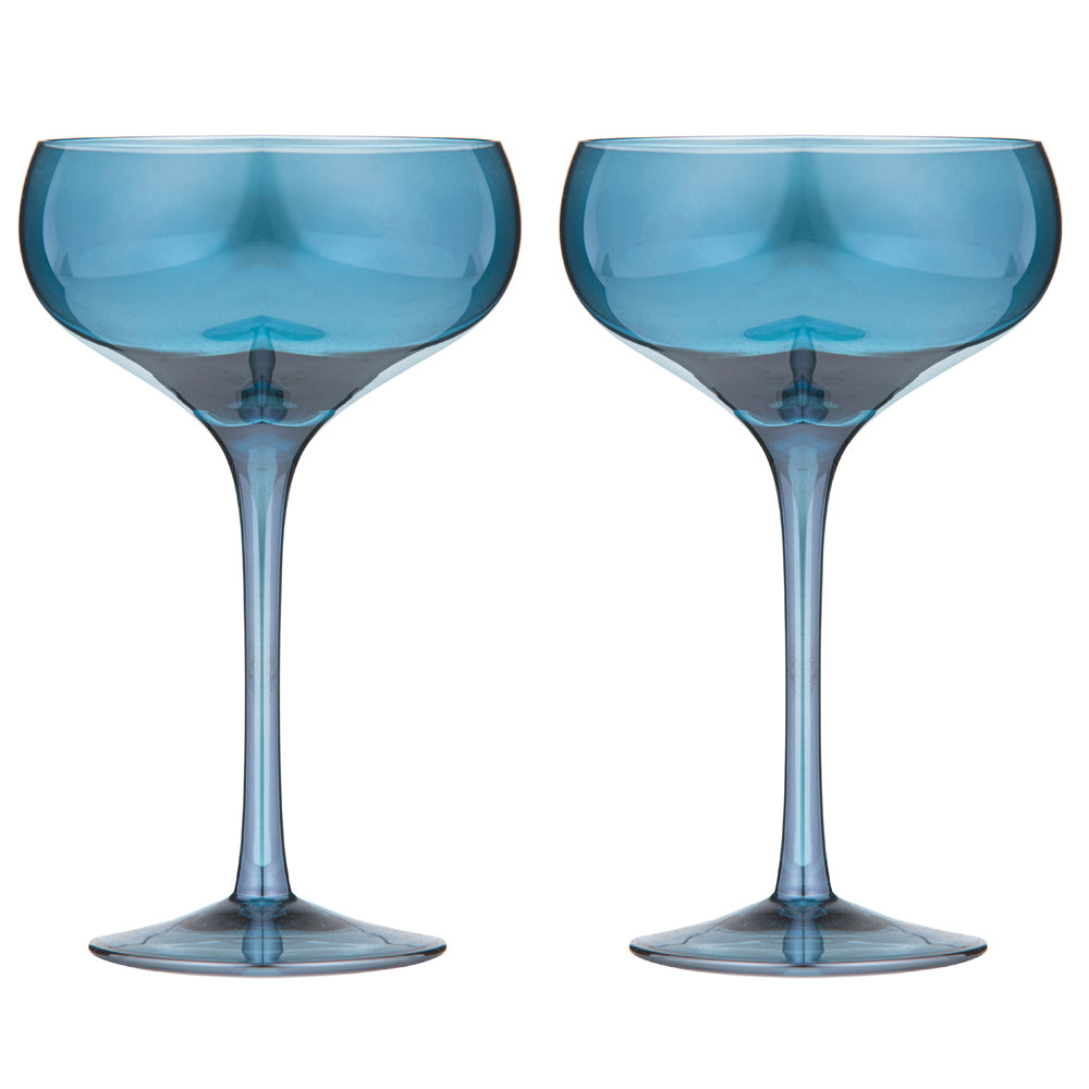 2pc Tempa Verity Drinking Crystal Stemware Coupe Glass Set - Sapphire