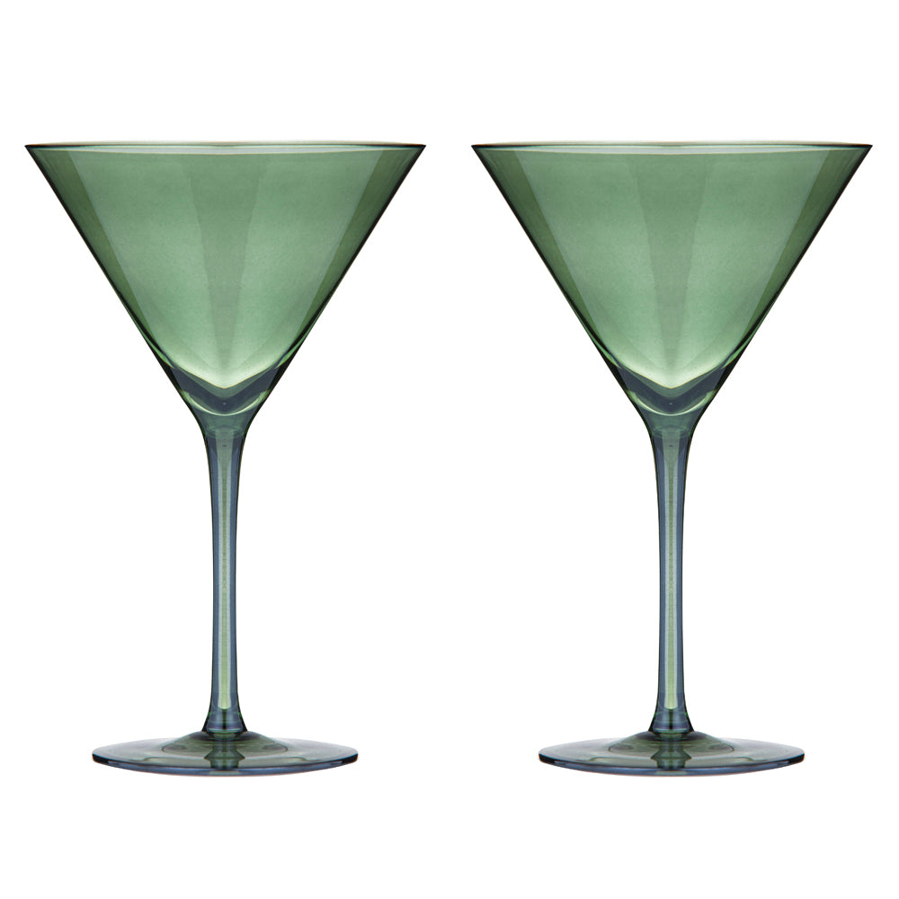 2pc Tempa Verity Drinking Crystal Stemware Martini Glass Set - Fern