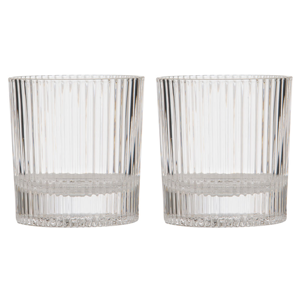2x 2pc Tempa Cyrus Thin Ribbed Whisky Drinking Glasses Set Clear