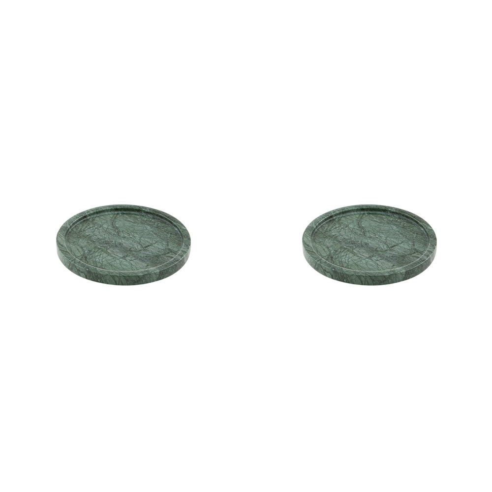 2PK Tempa Kira Small Marble Round Tray/Platter Home Decor - Green