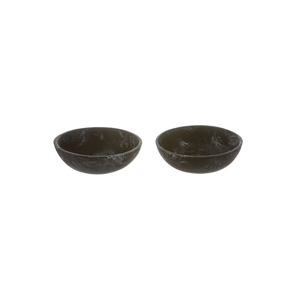 2x 2pc Tempa Bennett Marble Finish Resin Serving Bowl Set 10cm Black