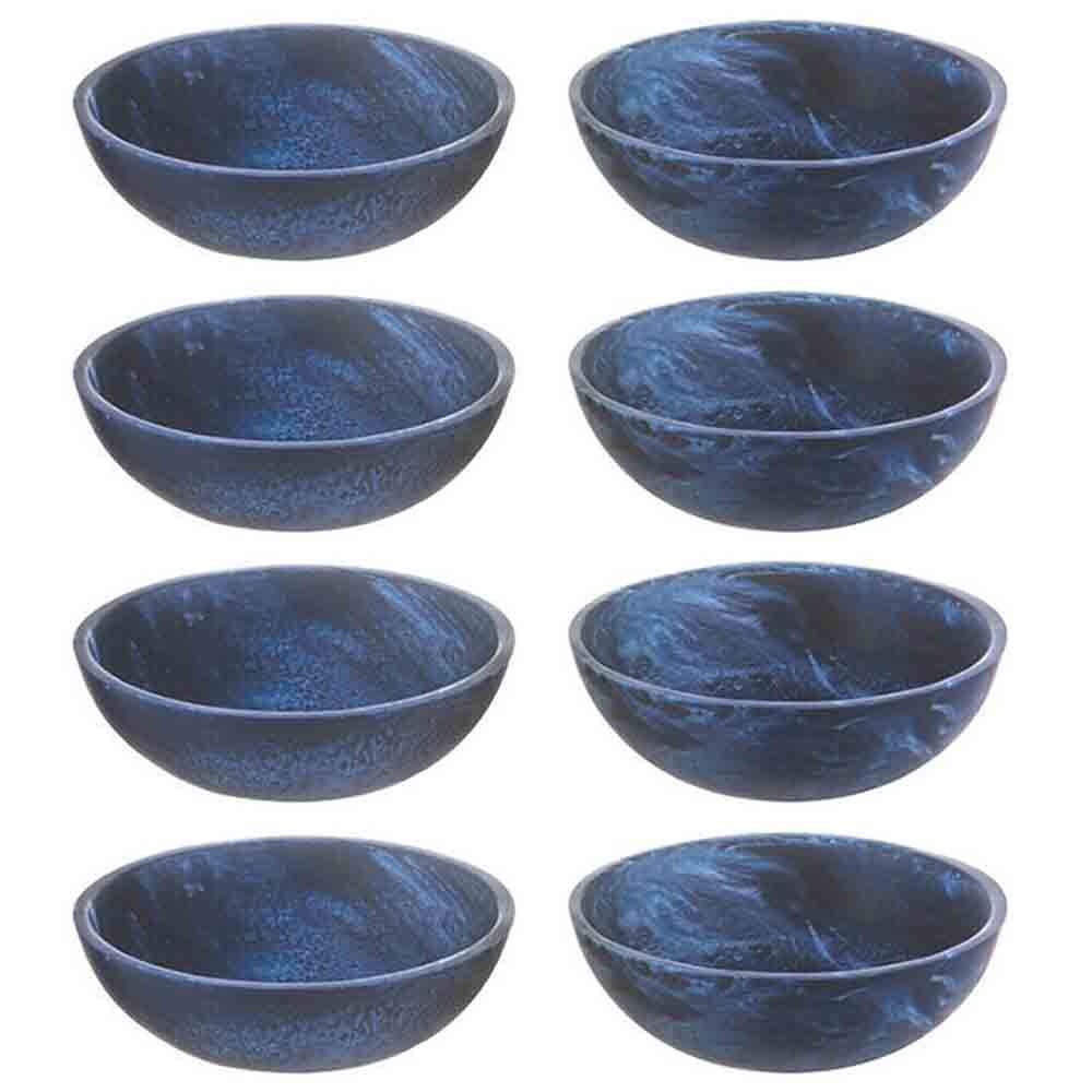 4x 2pc Tempa Bennett Marble Finish Resin Serving Bowl Set 10cm Blue