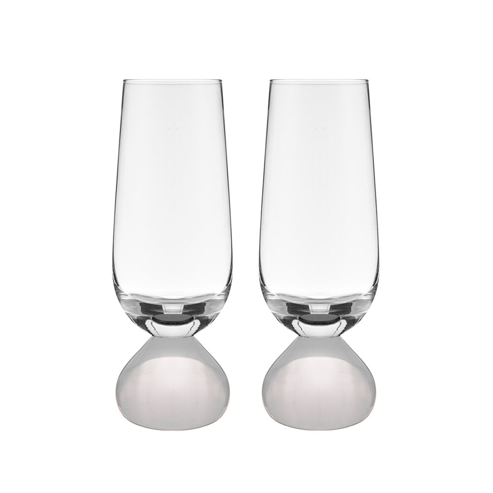 2pc Tempa Zephyr Spherical Champagne Flute Drinking Glasses Set 17cm White