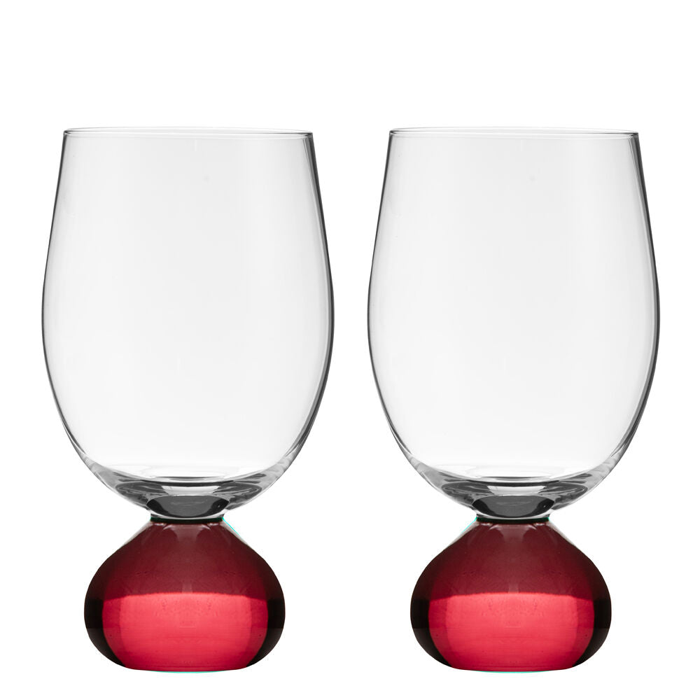 2pc Tempa Zephyr Spherical Wine Drinking Glasses Set 16cm Ruby Red