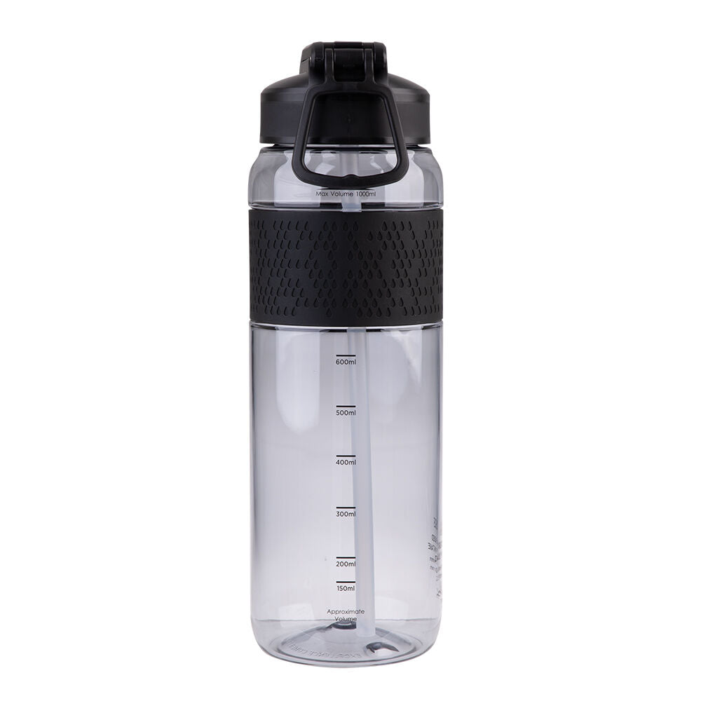 2PK Oasis Tritan Sports Water Drinking Bottle w/ Sipper Straw 1L Carbon Black