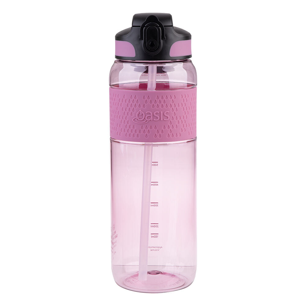 2PK Oasis Tritan Sports Water Drinking Bottle w/ Sipper Straw 1L Pink Berry