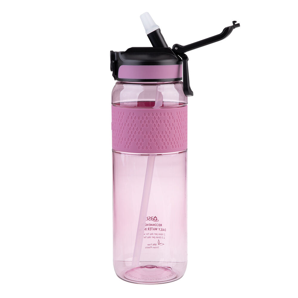 2PK Oasis Tritan Sports Water Drinking Bottle w/ Sipper Straw 1L Pink Berry