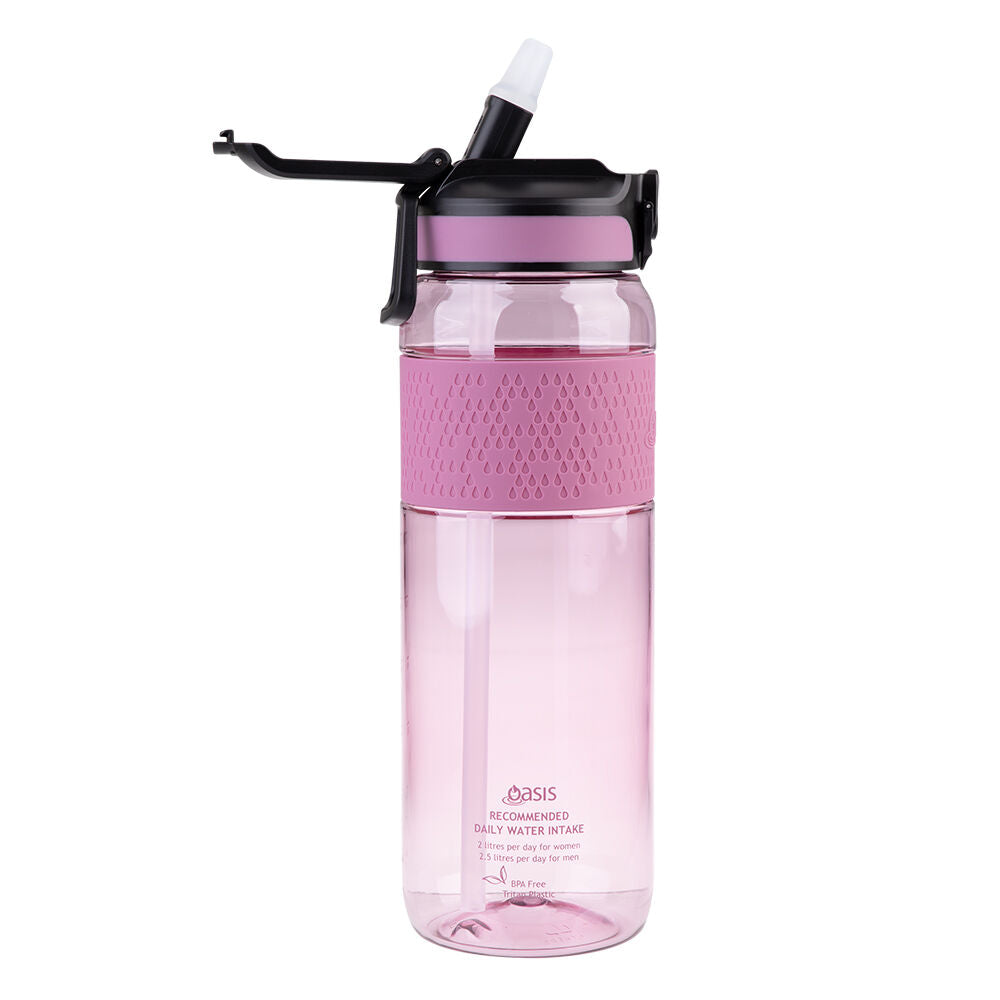 2PK Oasis Tritan Sports Water Drinking Bottle w/ Sipper Straw 1L Pink Berry