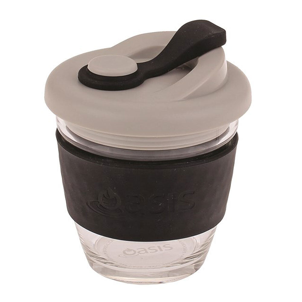 2PK Oasis 227ml Borosilicate Glass Eco Cup Black