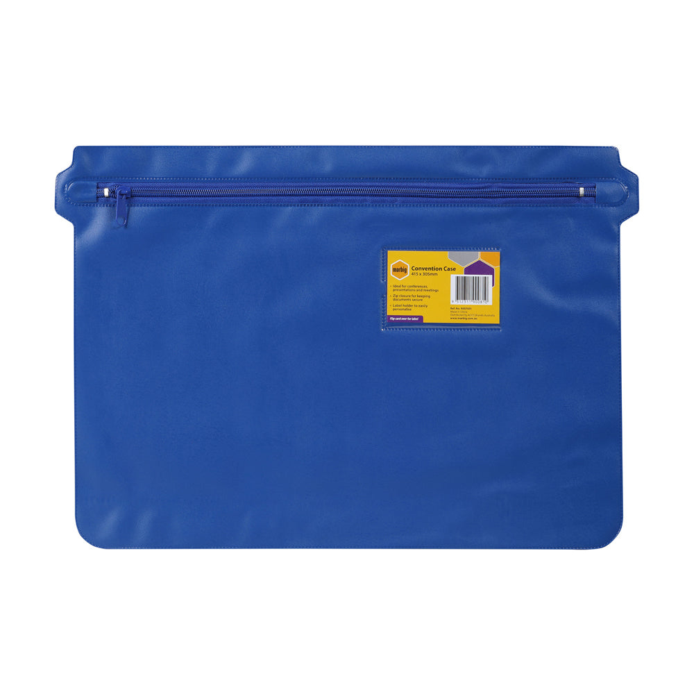 2PK Marbig PVC 41.5cm Convention Case Pouch w/ Zip - Blue