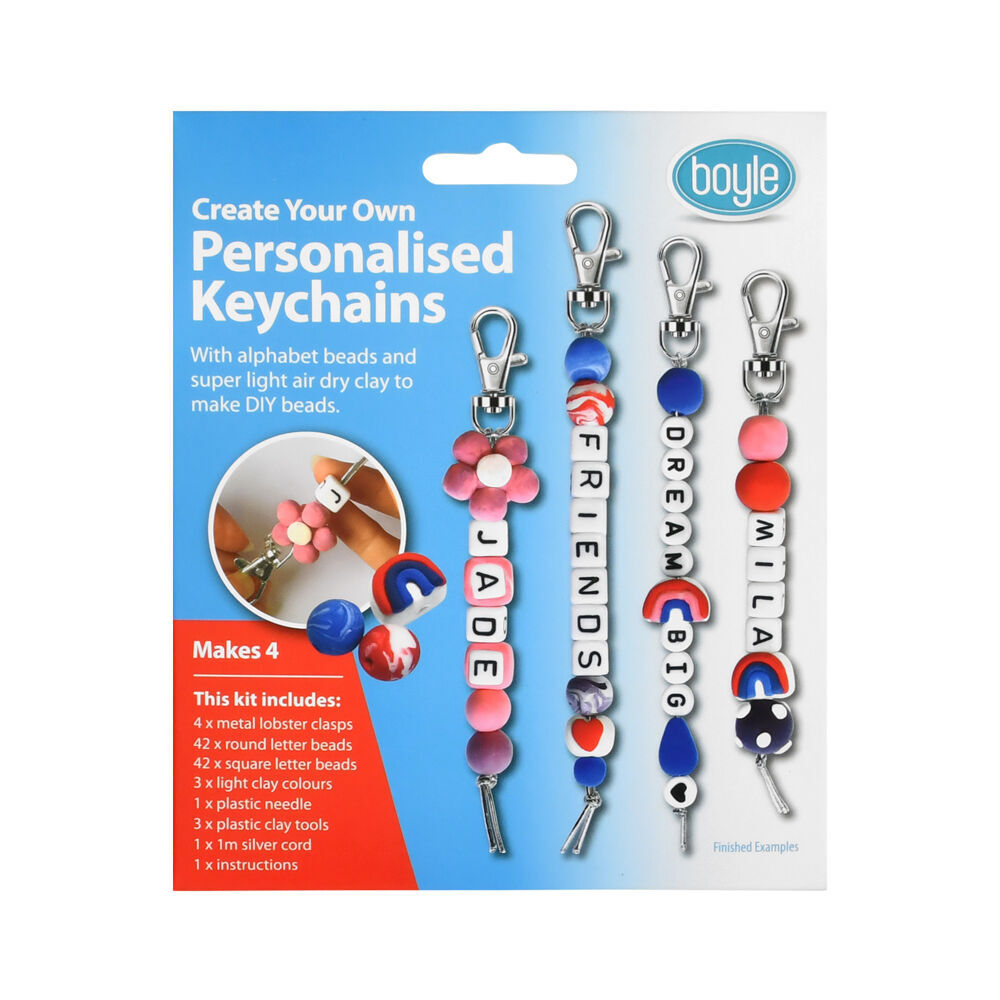6PK Boyle Personalized Beaded Keychains Kids DIY Craft Kit