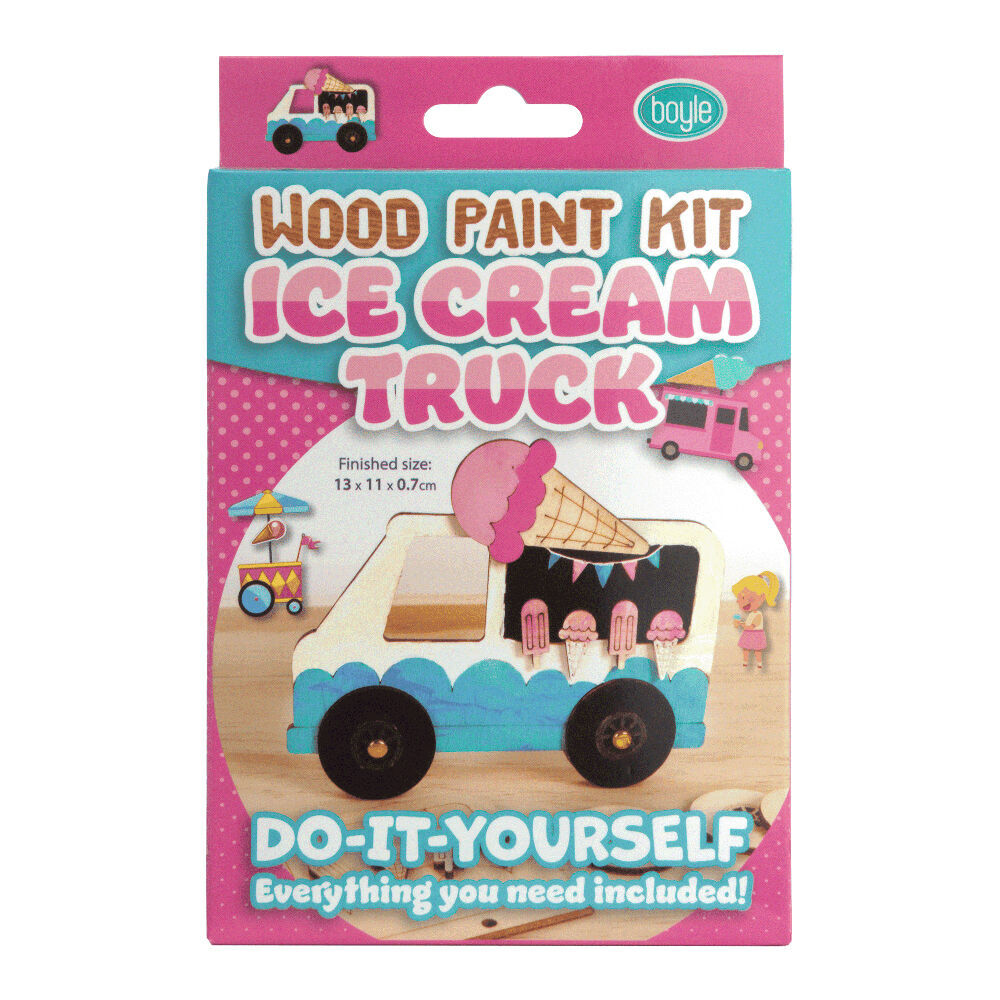 4PK Boyle Wood Paint Kit Kids DIY Craft Buildable Icecream Truck
