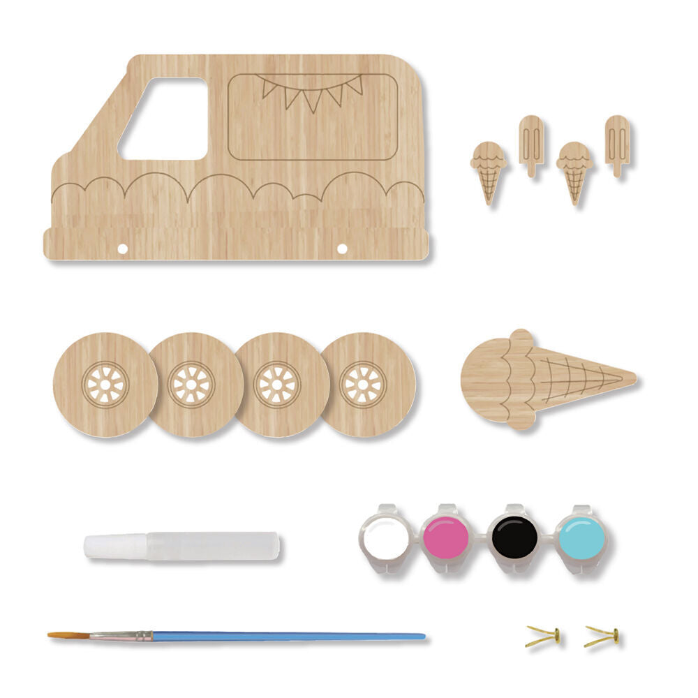 4PK Boyle Wood Paint Kit Kids DIY Craft Buildable Icecream Truck