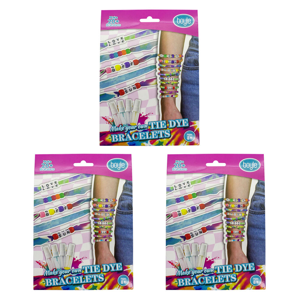 3PK Boyle Personalized Bracelet Tie Dye Project Kids DIY Craft Kit 8y+